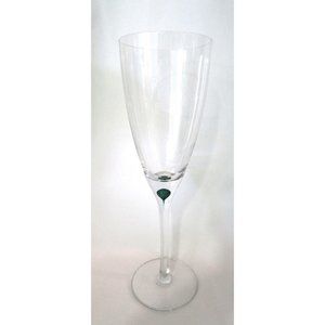 Orrefors Intermezzo Green Teardrop Stem Tall Goblet Wine EUC Sweden Discontinued